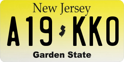 NJ license plate A19KKO