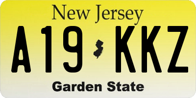 NJ license plate A19KKZ