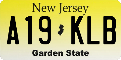 NJ license plate A19KLB