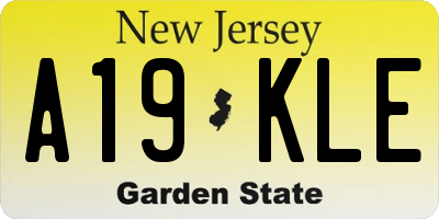 NJ license plate A19KLE