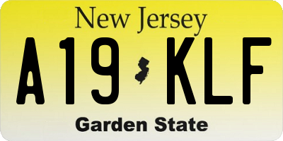 NJ license plate A19KLF