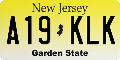 NJ license plate A19KLK