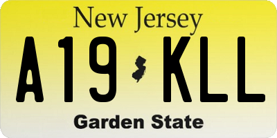 NJ license plate A19KLL