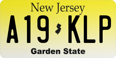 NJ license plate A19KLP