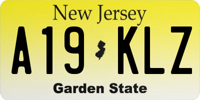 NJ license plate A19KLZ
