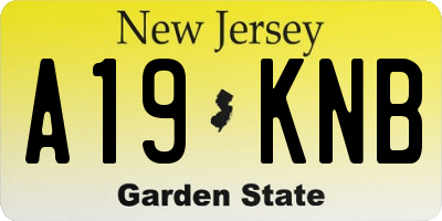 NJ license plate A19KNB