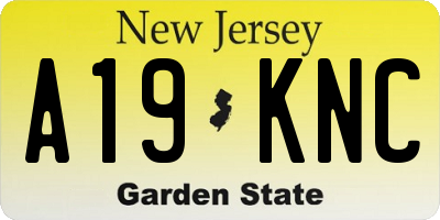 NJ license plate A19KNC