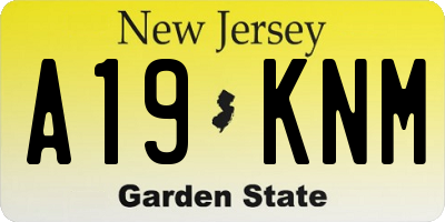 NJ license plate A19KNM