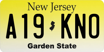 NJ license plate A19KNO
