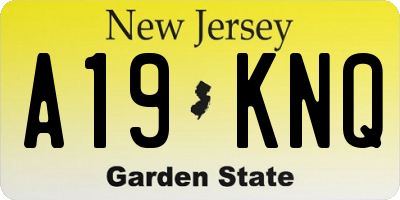 NJ license plate A19KNQ