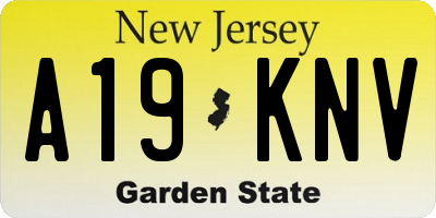 NJ license plate A19KNV
