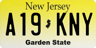 NJ license plate A19KNY