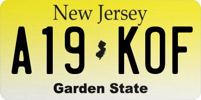 NJ license plate A19KOF