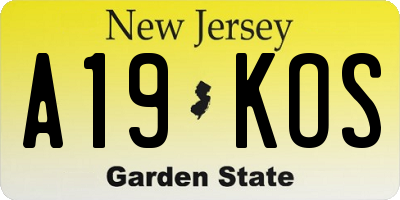 NJ license plate A19KOS