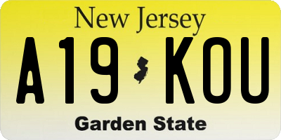 NJ license plate A19KOU