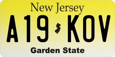 NJ license plate A19KOV