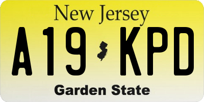 NJ license plate A19KPD