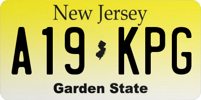 NJ license plate A19KPG
