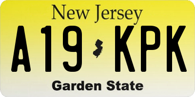 NJ license plate A19KPK