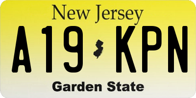 NJ license plate A19KPN