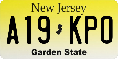 NJ license plate A19KPO