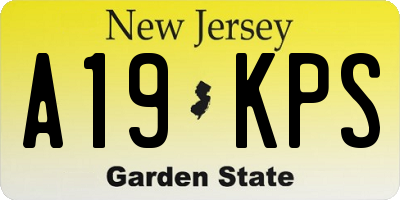 NJ license plate A19KPS