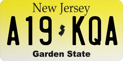 NJ license plate A19KQA