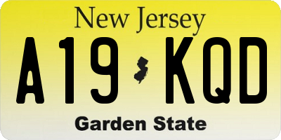 NJ license plate A19KQD