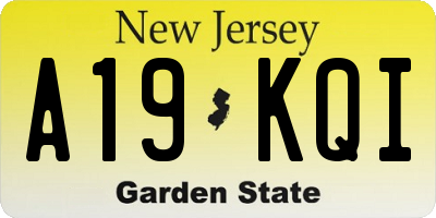 NJ license plate A19KQI