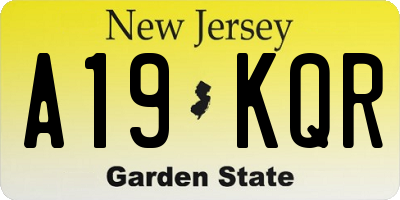 NJ license plate A19KQR
