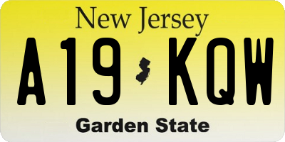 NJ license plate A19KQW