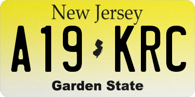 NJ license plate A19KRC