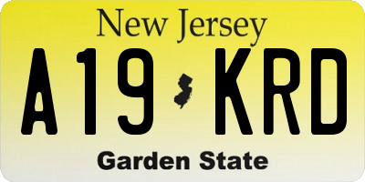 NJ license plate A19KRD