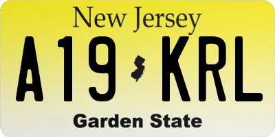 NJ license plate A19KRL
