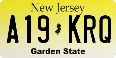 NJ license plate A19KRQ