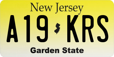 NJ license plate A19KRS