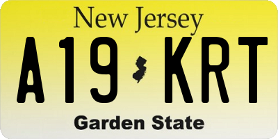 NJ license plate A19KRT