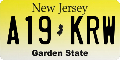 NJ license plate A19KRW
