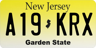 NJ license plate A19KRX