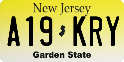 NJ license plate A19KRY