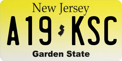 NJ license plate A19KSC