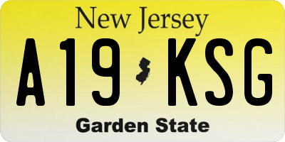 NJ license plate A19KSG
