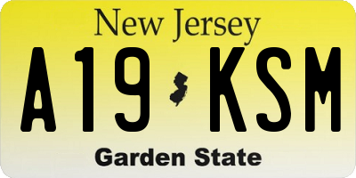 NJ license plate A19KSM