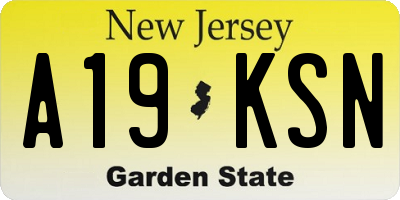 NJ license plate A19KSN