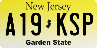 NJ license plate A19KSP
