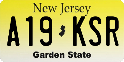 NJ license plate A19KSR