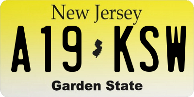 NJ license plate A19KSW