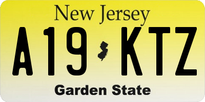 NJ license plate A19KTZ