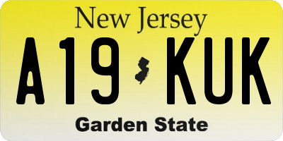 NJ license plate A19KUK