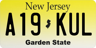 NJ license plate A19KUL